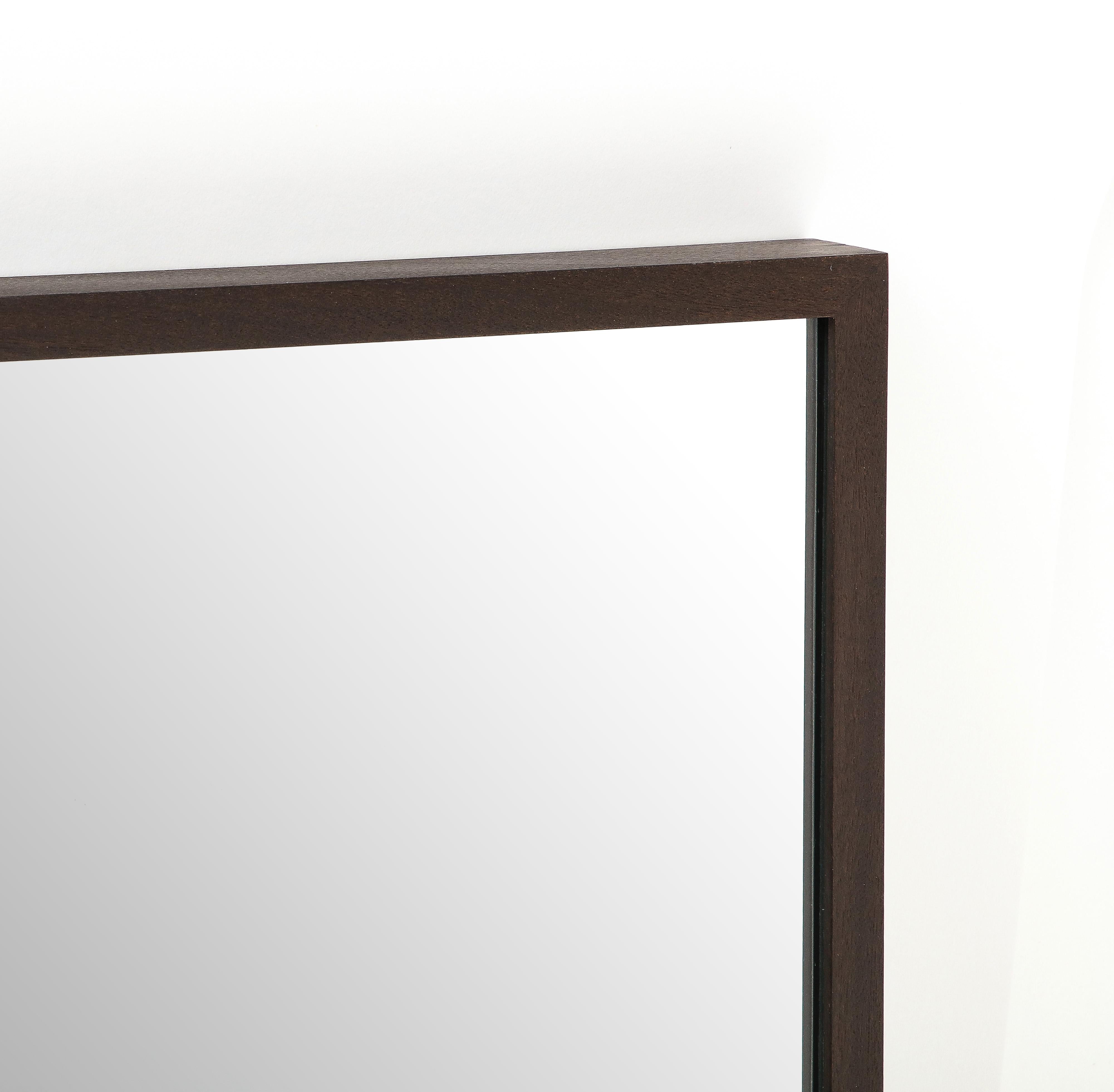 Black Stained Oak Wall Mirror, Contemporary In Excellent Condition For Sale In New York City, NY