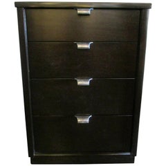 Black Stained Walnut Four-Drawer Nightstand by Edward Wormley for Drexel