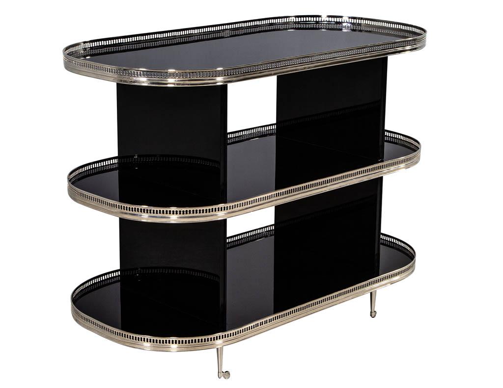 Neoclassical Black Stainless Steel Bar Cart Trolley
