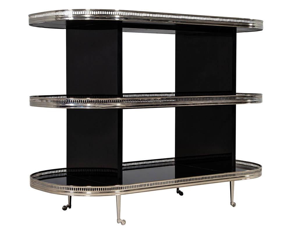 Neoclassical Black Stainless Steel Bar Cart Trolley