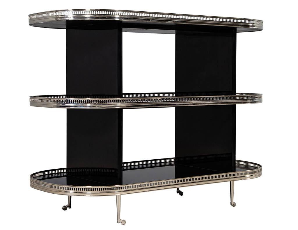 Contemporary Black Stainless Steel Bar Cart Trolley