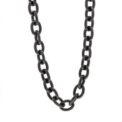 Black Stainless Steel Cable Chain Necklace 20" - 14k Yellow Gold