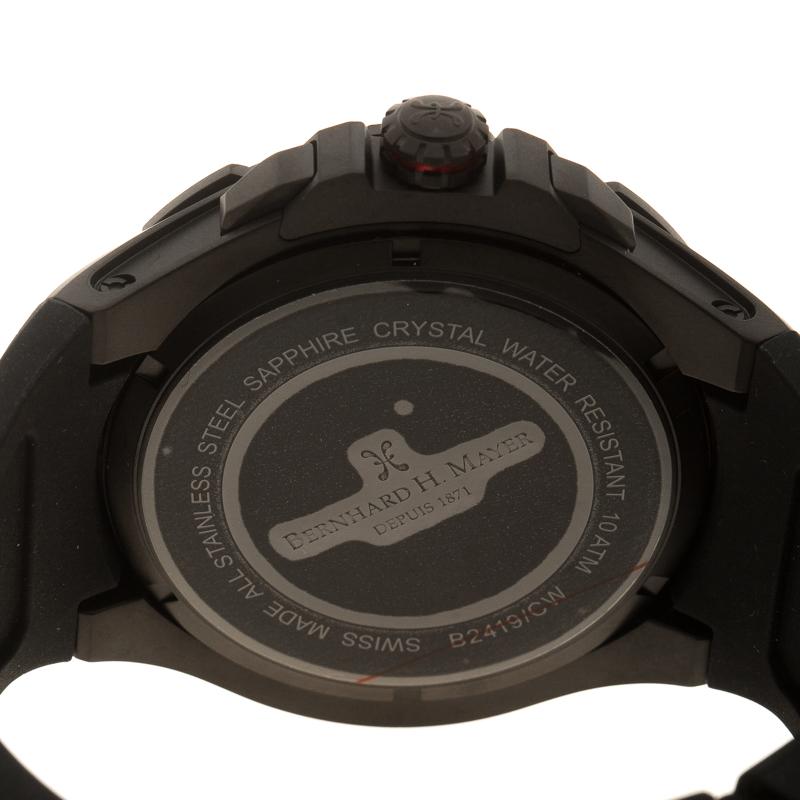 Black Stainless Steel Victor Chronograph Men's Wristwatch 50 mm In New Condition In Dubai, Al Qouz 2