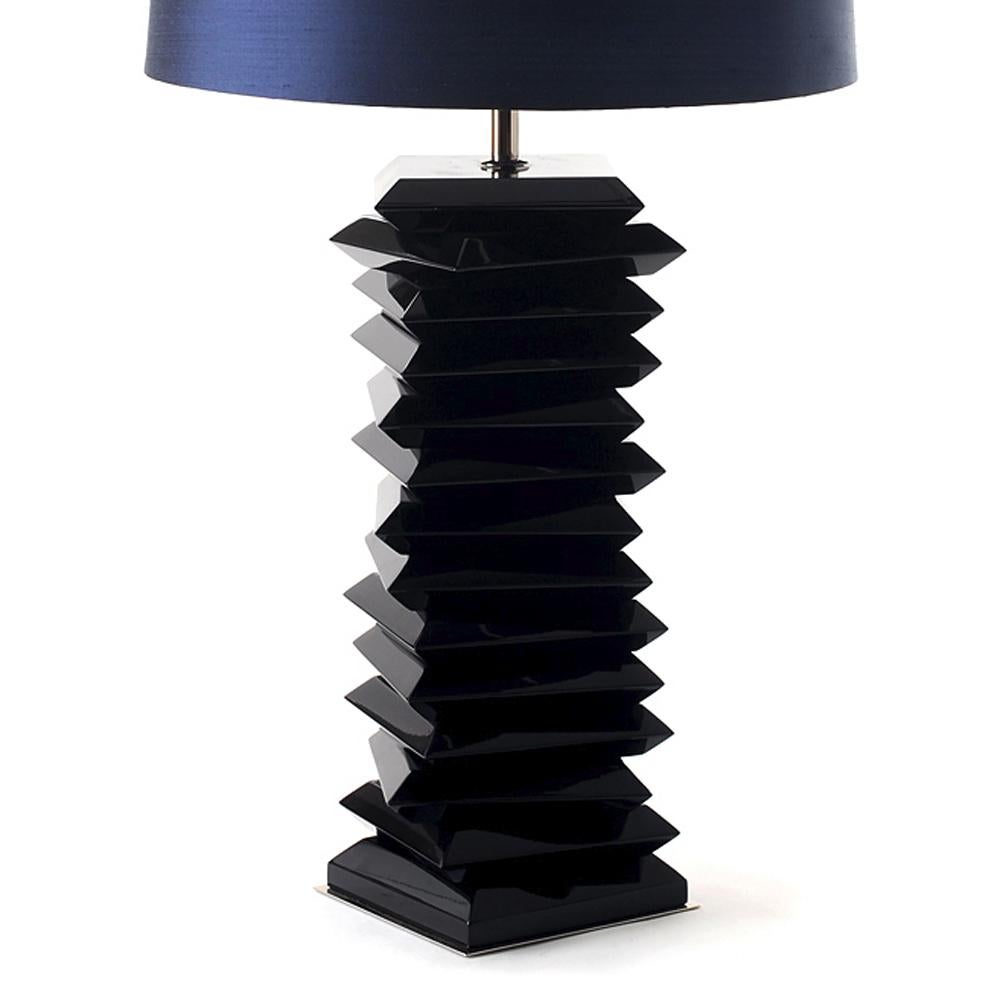 Portuguese Black Stairs Table Lamp with Solid Mahogany Base For Sale
