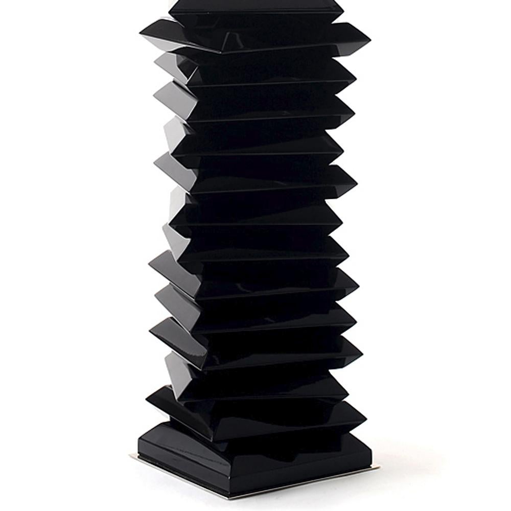 Hand-Crafted Black Stairs Table Lamp with Solid Mahogany Base For Sale