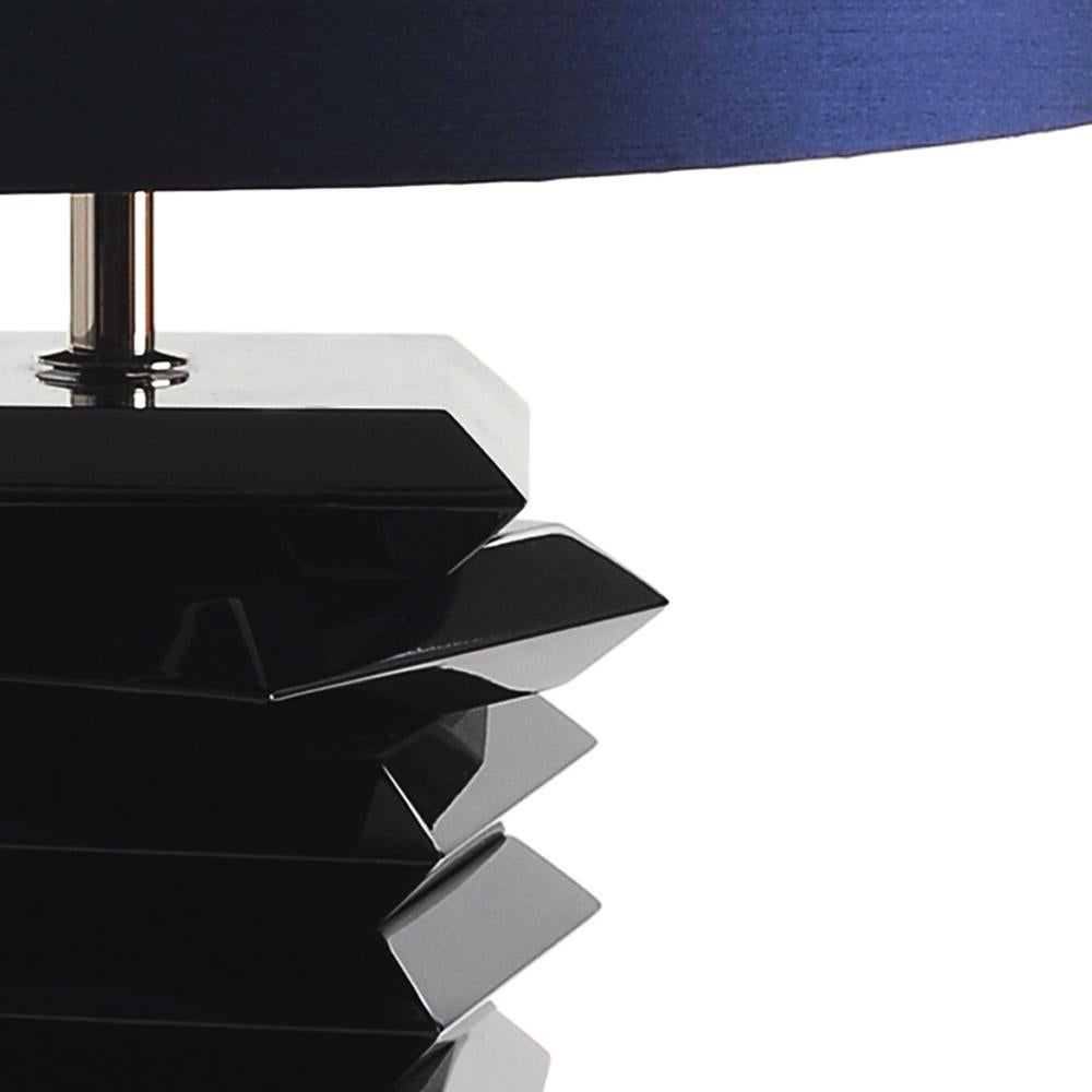 Contemporary Black Stairs Table Lamp with Solid Mahogany Base For Sale