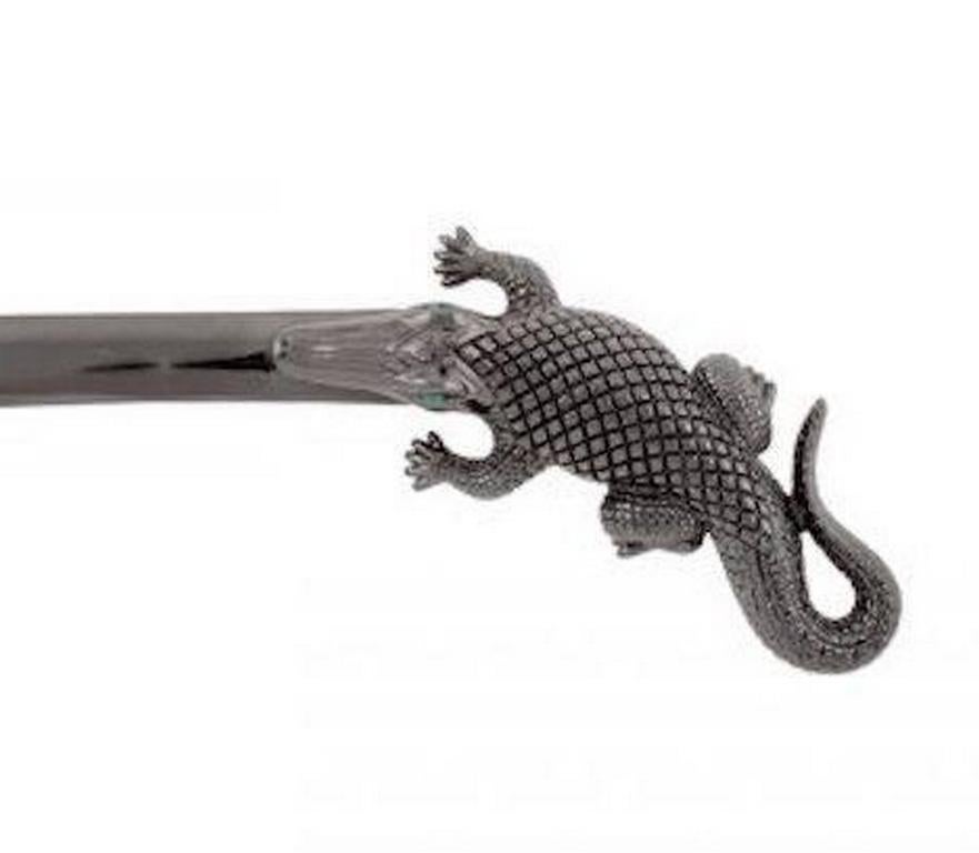 Black Stalking Alligator Letter Opener by John Landrum Bryant In New Condition For Sale In New York, NY