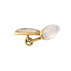 Black Star & Frost Blue Moonstone Gold Double Sided Gold Cufflinks