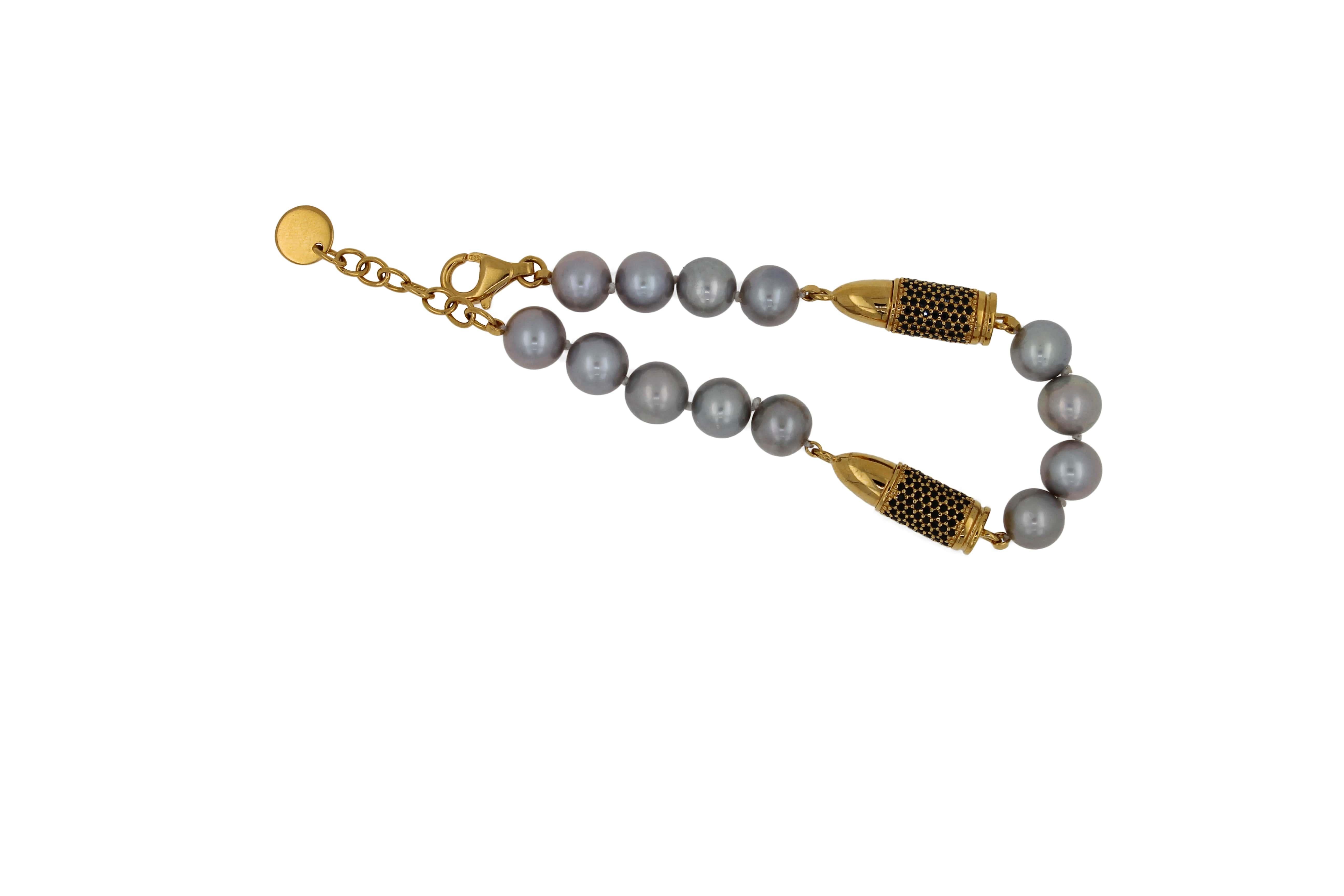 *Genuine Black Spinel Gemstones 2.50 CTW
* Natural Silver Pearls
* 925 Sterling Silver & 18K Gold Vermeil
* 7 to 8.7 Inches Adjustable Clasp
* In-Stock & Ready to Ship