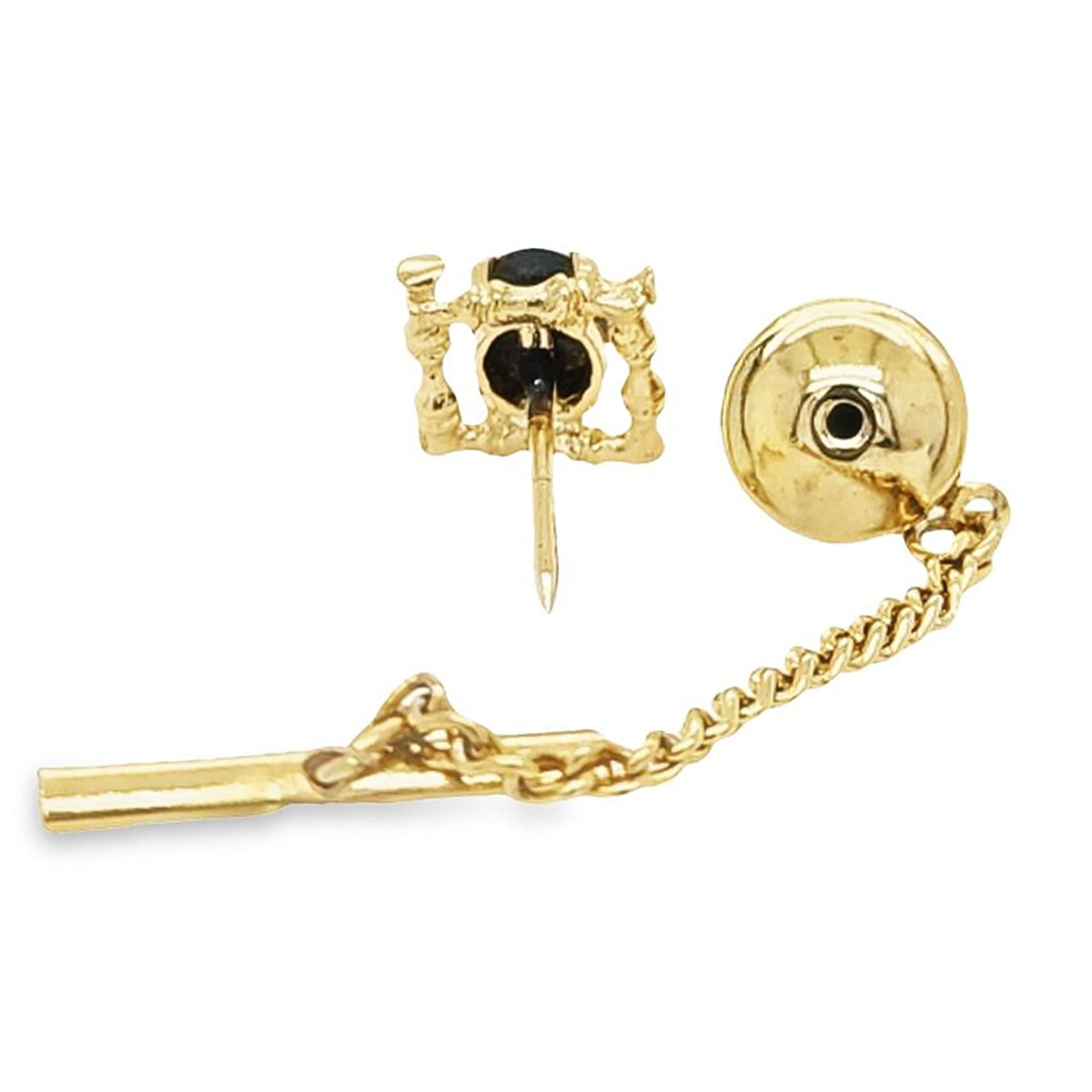 Men's Black Star Cabochon Tie Tack For Sale