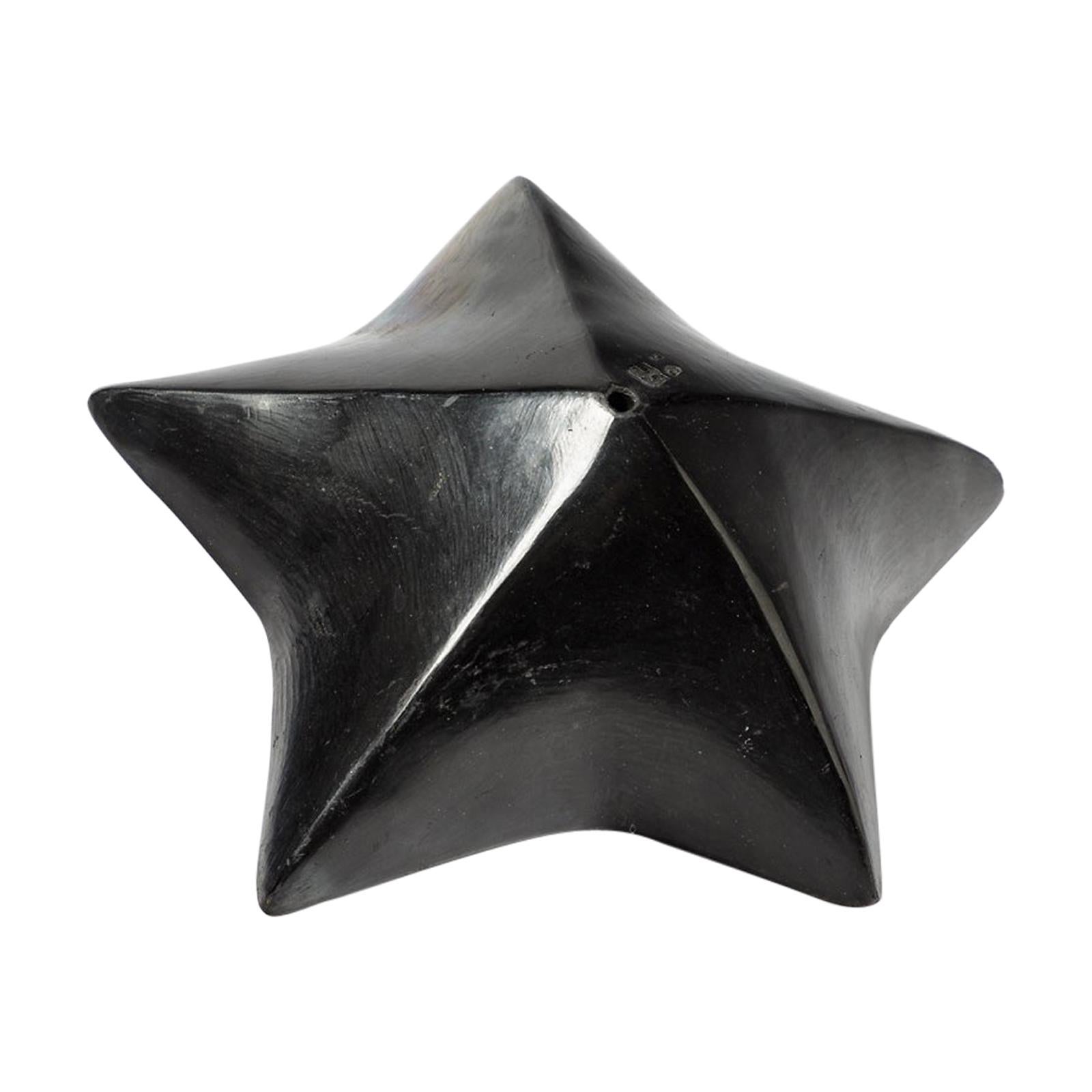 Black Star Ceramic Sculpture by Nadia Pasquer French Mid Century Design For Sale