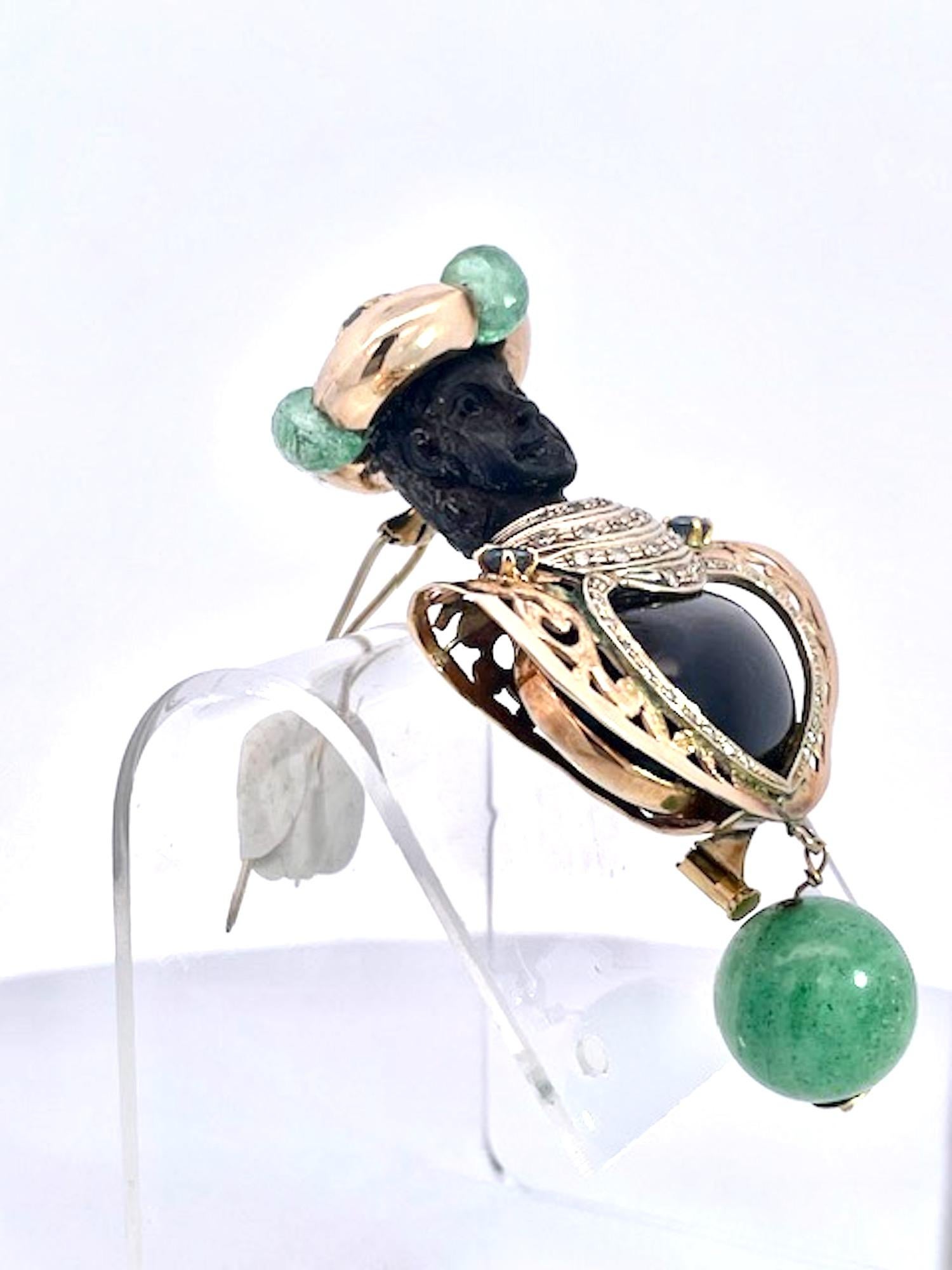 Broche de estrella negra de diópsido y piedras preciosas de color moretto en venta 4