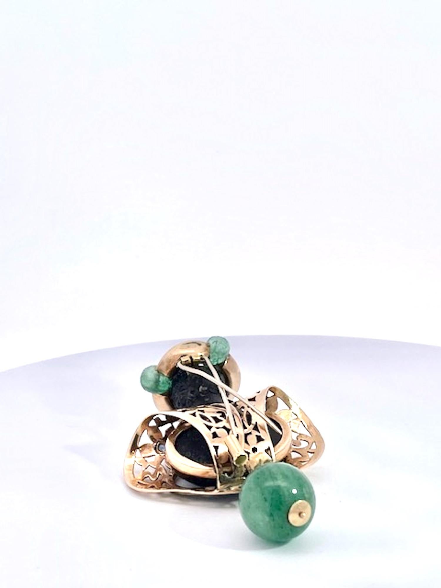 Broche de estrella negra de diópsido y piedras preciosas de color moretto en venta 7