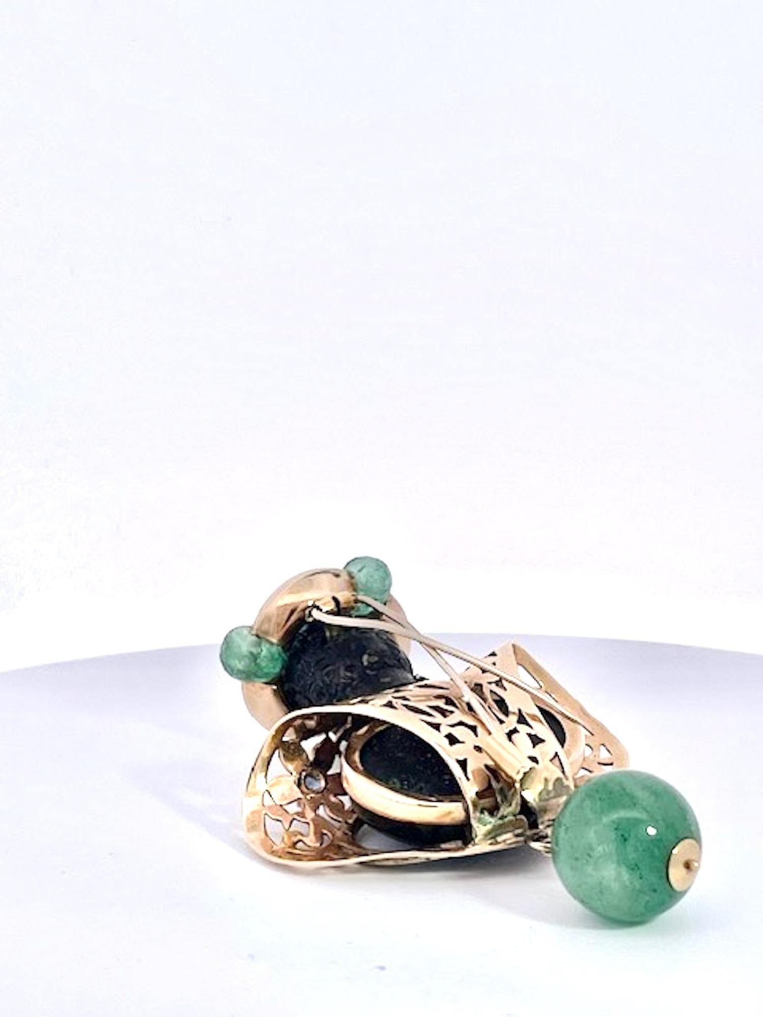 Broche de estrella negra de diópsido y piedras preciosas de color moretto en venta 8