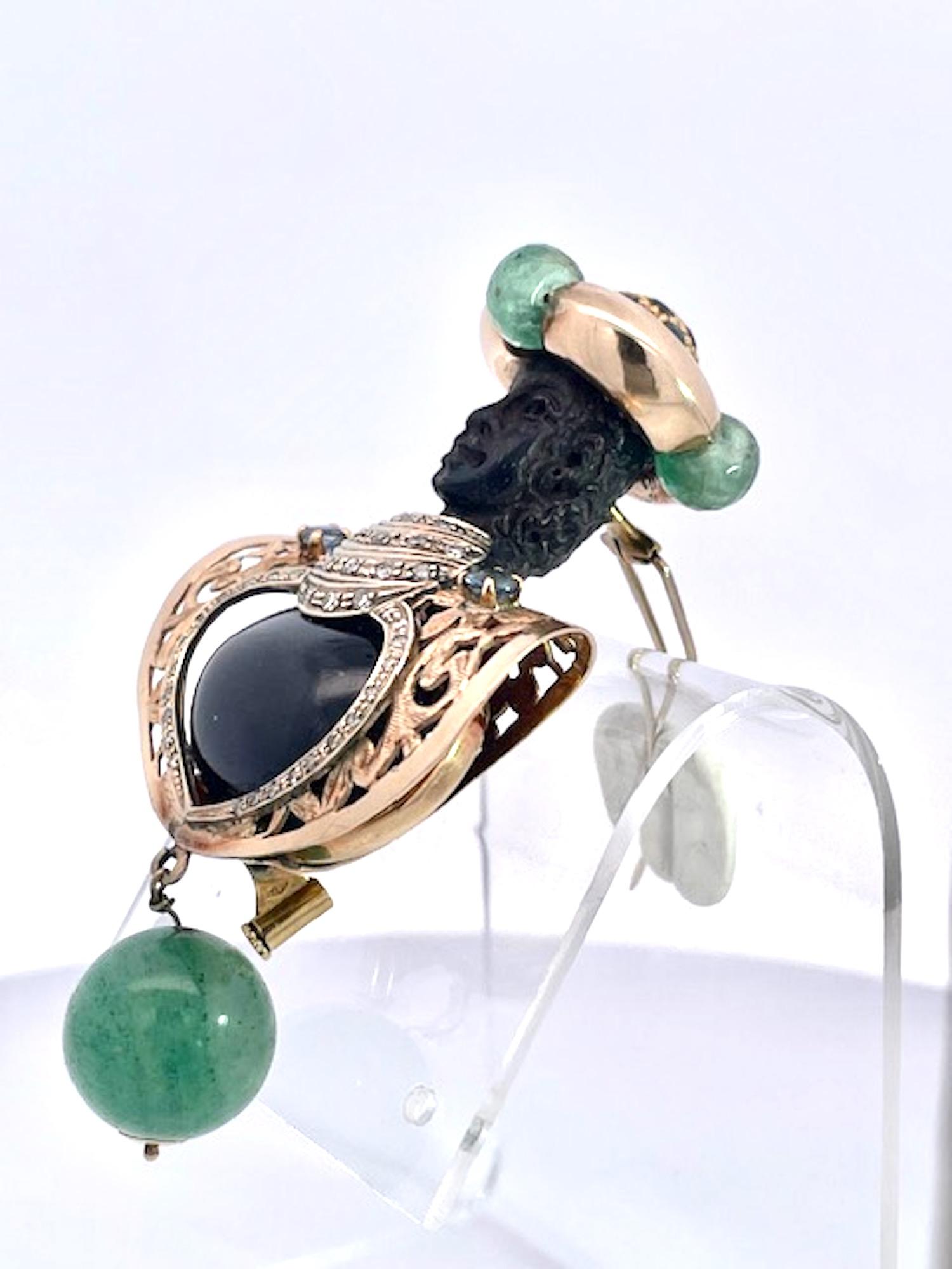 Broche de estrella negra de diópsido y piedras preciosas de color moretto Modernista en venta