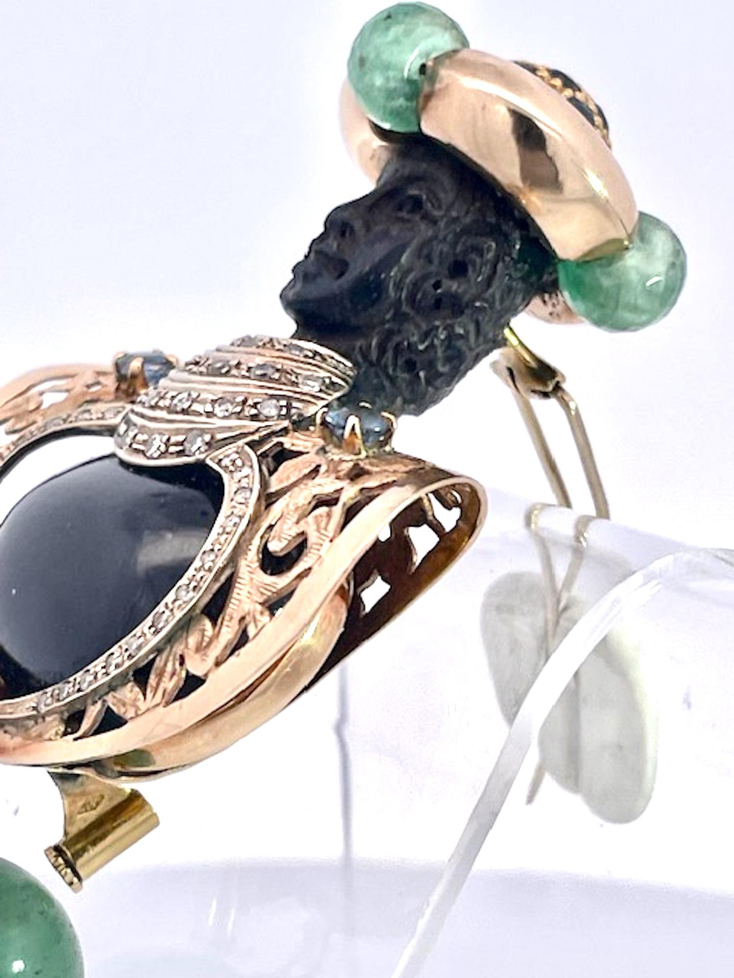 Broche de estrella negra de diópsido y piedras preciosas de color moretto Corte redondo en venta