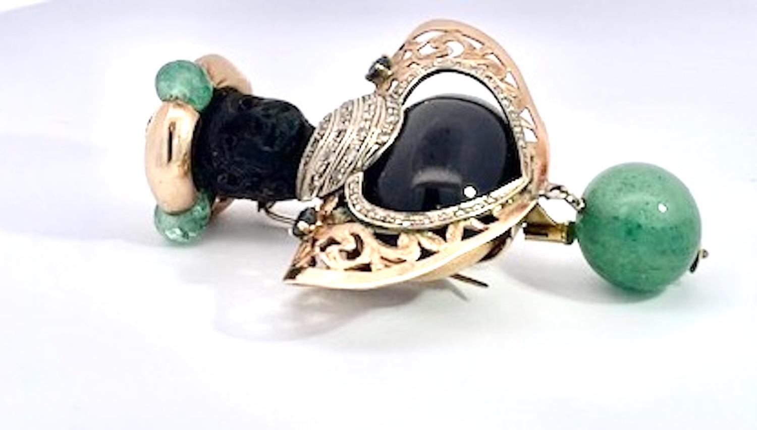 Broche de estrella negra de diópsido y piedras preciosas de color moretto en Bueno estado para la venta en North Hollywood, CA