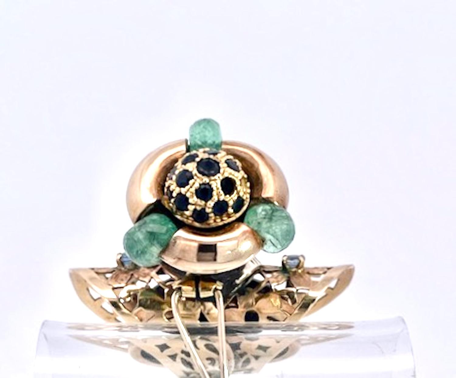 Broche de estrella negra de diópsido y piedras preciosas de color moretto en venta 3
