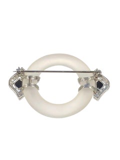 Black Star & Frost Art Deco Large Crystal Platinum and Gem Set Brooch