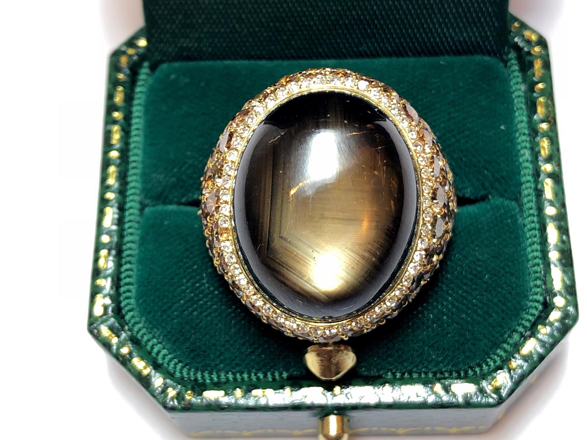 Ring mit schwarzem Sternsaphir und Diamant für Damen oder Herren