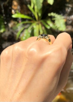 Black Star Sapphire Ring Set in 18 Karat Gold Settings