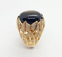 Zafiro Estrella Negra con Diamante Marrón Anillo Engastado en Oro Rosa de 18 Kilates