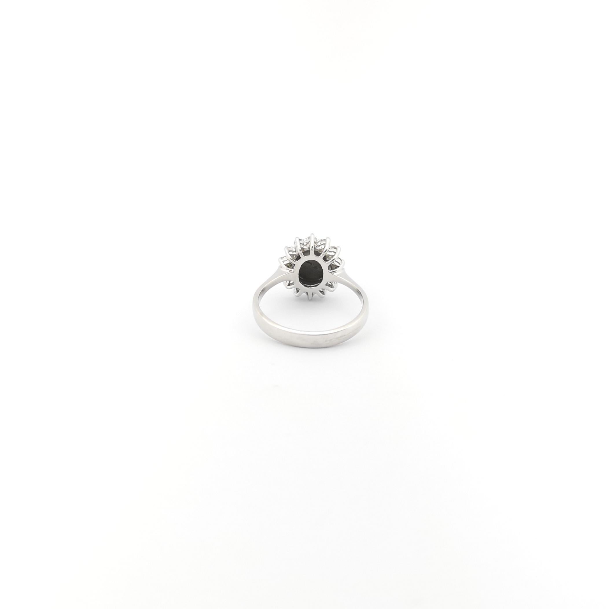 Women's Black Star Sapphire with Diamond Ring set in 14K White Gold Settings For Sale