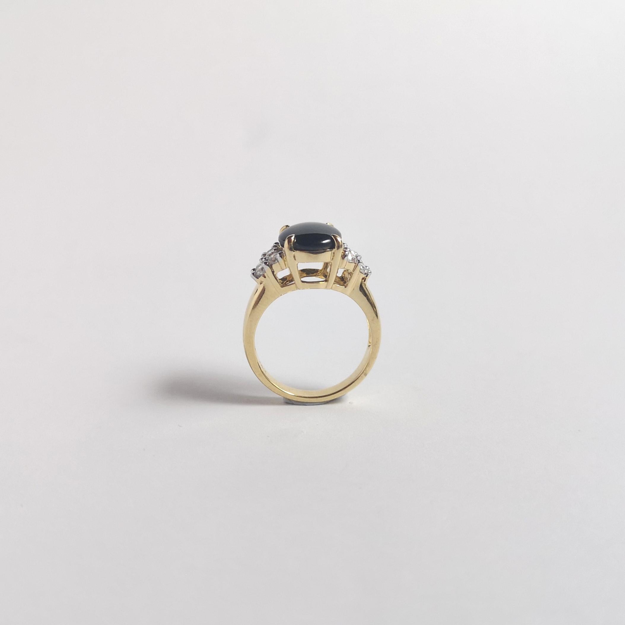 Black Star Sapphire with Diamond Ring set in 18K Gold Settings For Sale 4