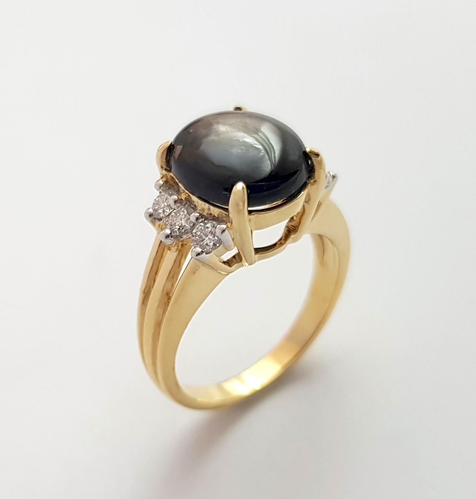 Black Star Sapphire with Diamond Ring set in 18K Gold Settings For Sale 6