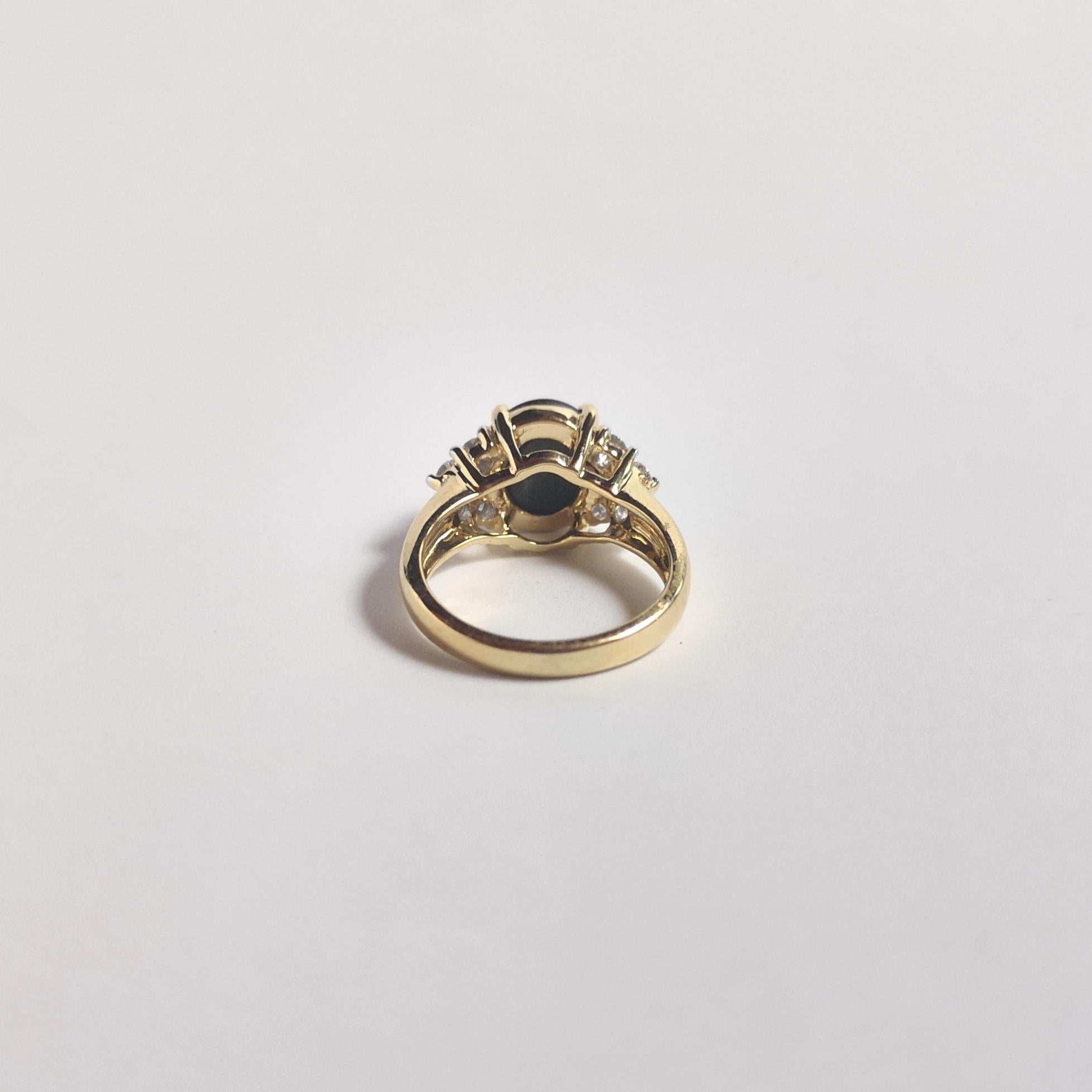 Black Star Sapphire with Diamond Ring set in 18K Gold Settings For Sale 3