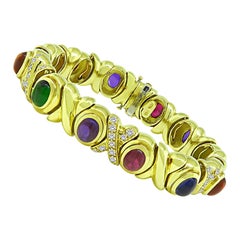 Black Starr and Frost 3.00ct Diamond 30.00ct Semi Precious Stone Gold Bracelet