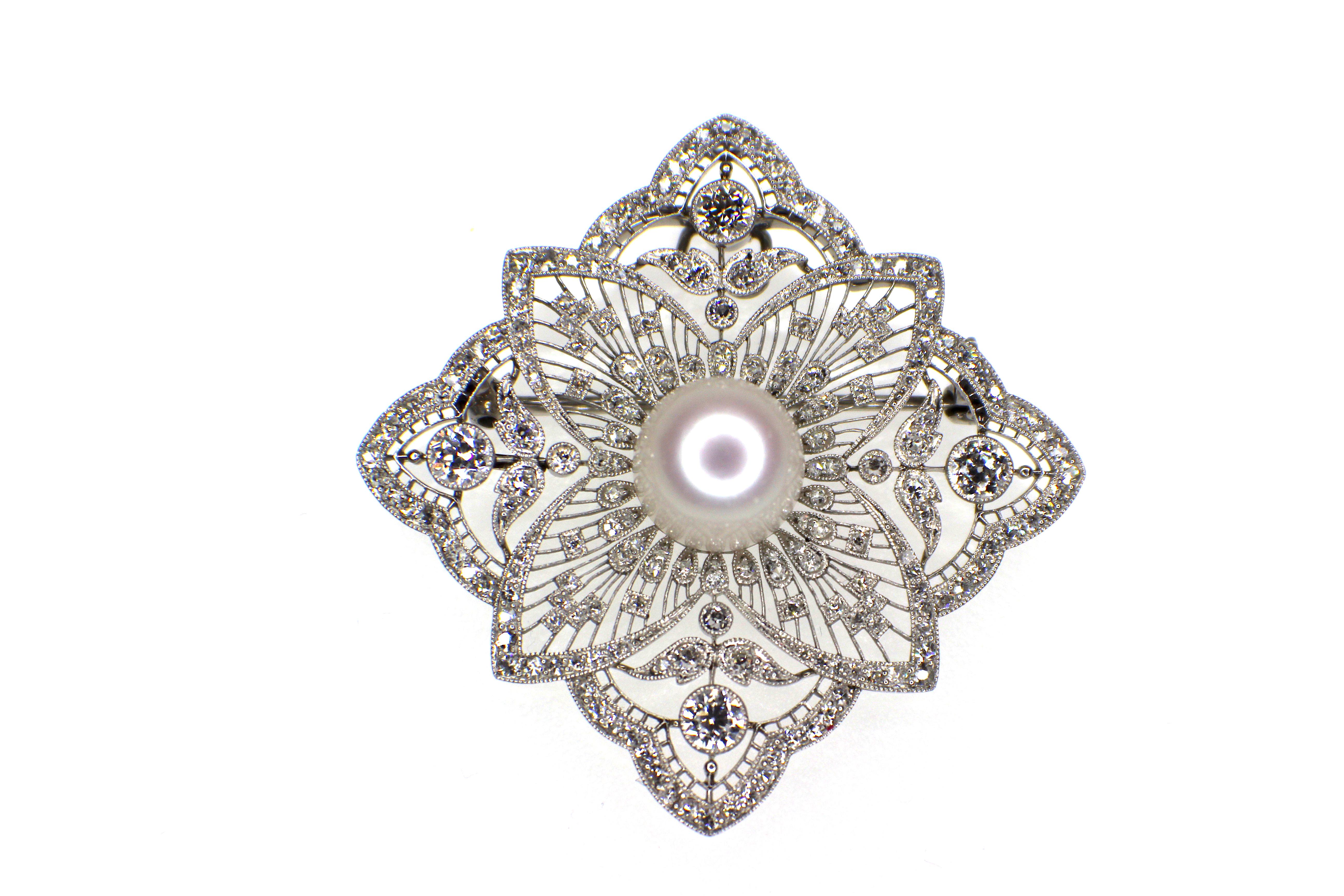 GIA certified, Natural Pearl & Diamond Belle Epoque Brooch. around, 1905 signed Black Starr & Frost,  