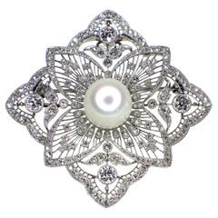Black Starr and Frost, Belle Époque Natural Freshwater Pearl and Diamond Brooch