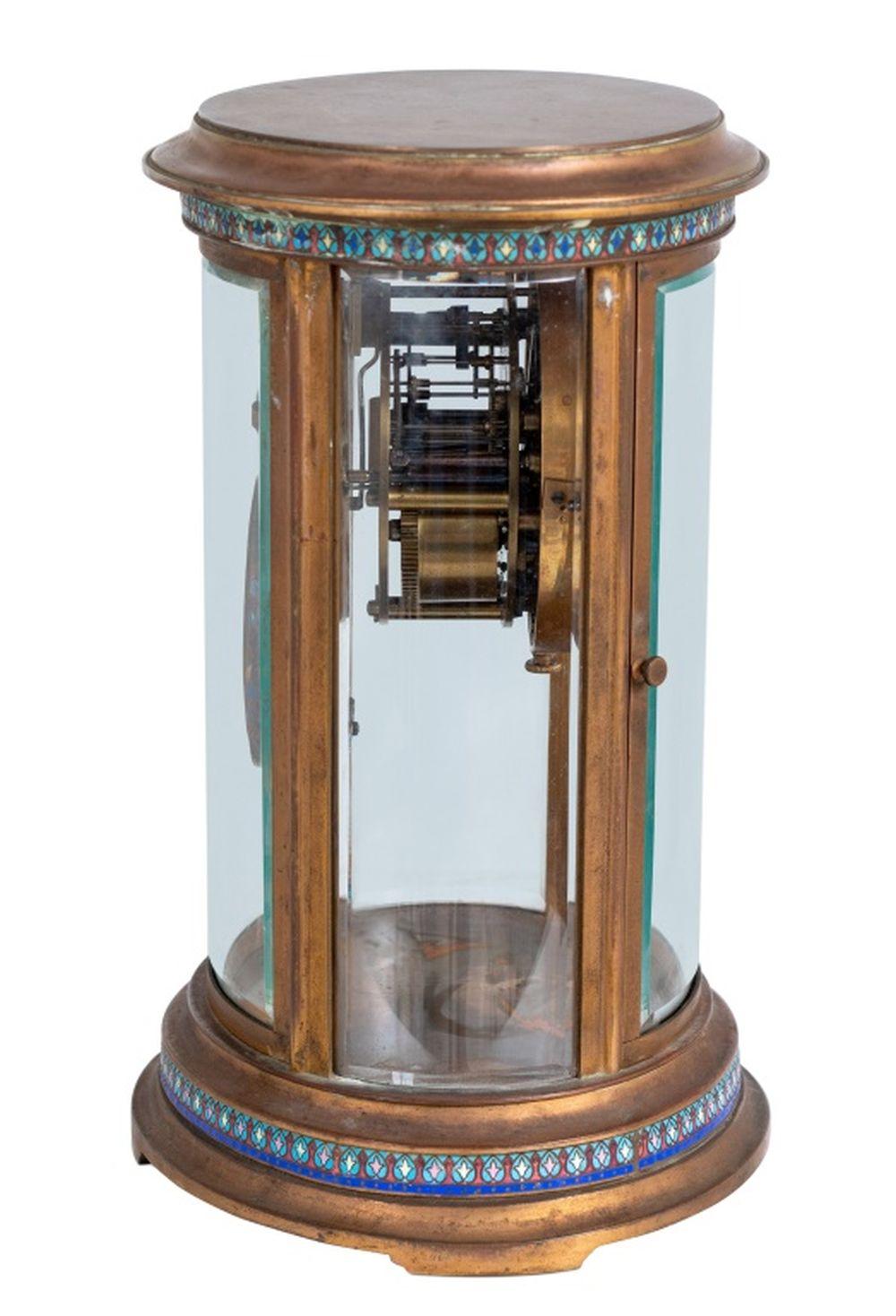 French Black, Starr, and Frost Cloisonne and Brass Clock For Sale