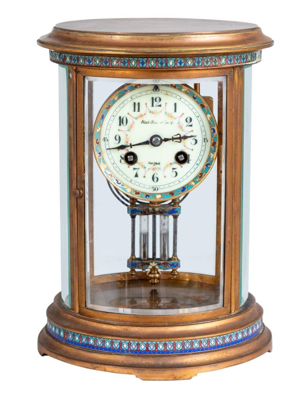 Black, Starr, and Frost Cloisonne and Brass Clock In Good Condition For Sale In Astoria, NY