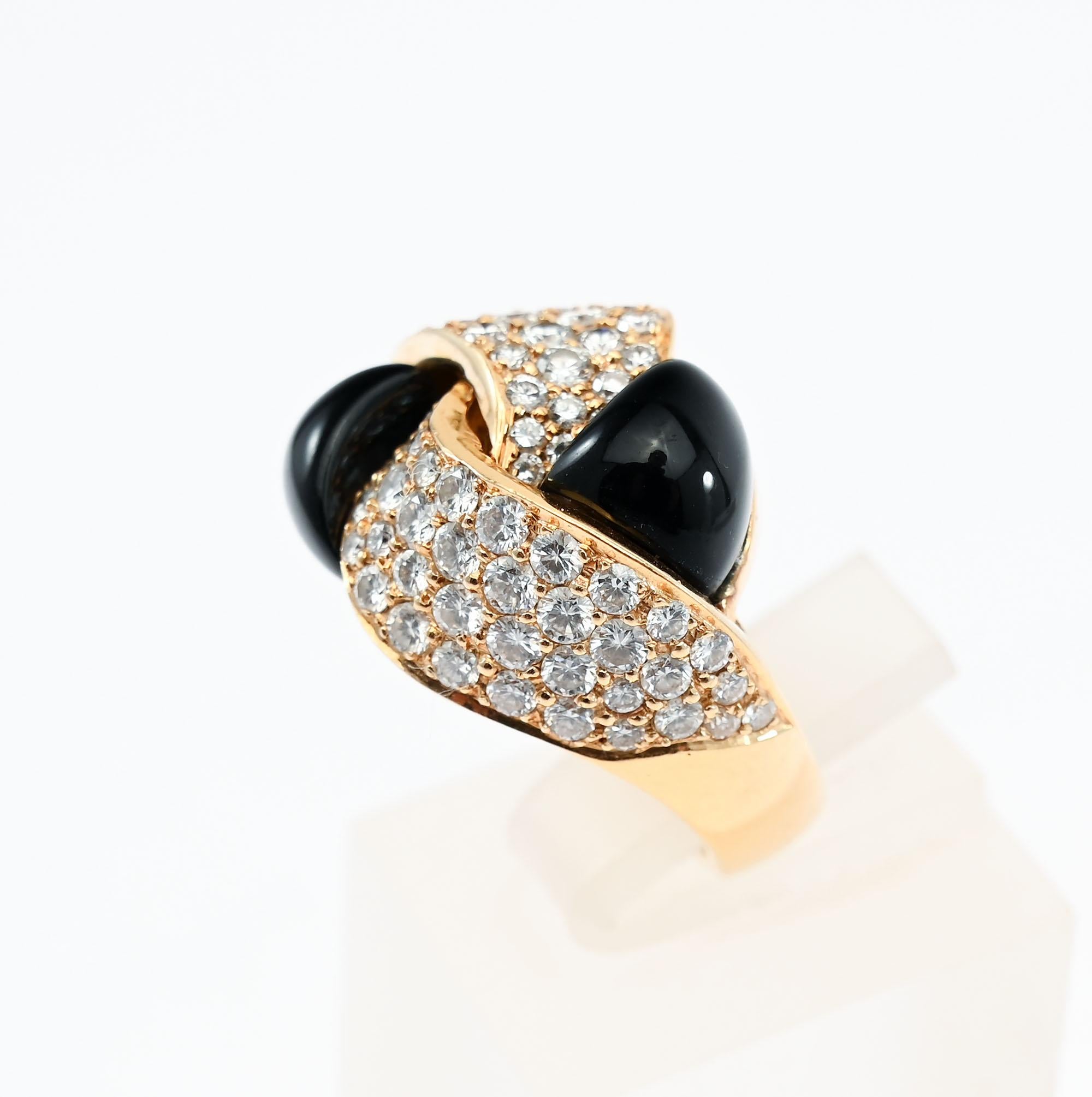 Modern Black, Starr and Frost Onyx and Diamond Ring For Sale
