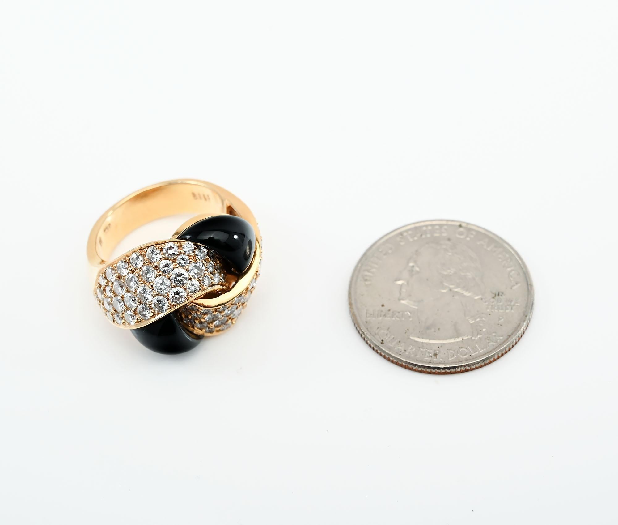 Brilliant Cut Black, Starr and Frost Onyx and Diamond Ring For Sale