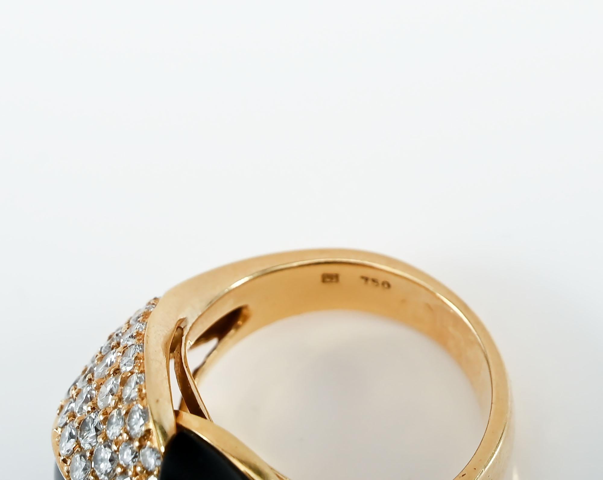 Black, Starr and Frost Onyx and Diamond Ring In Excellent Condition For Sale In Darnestown, MD