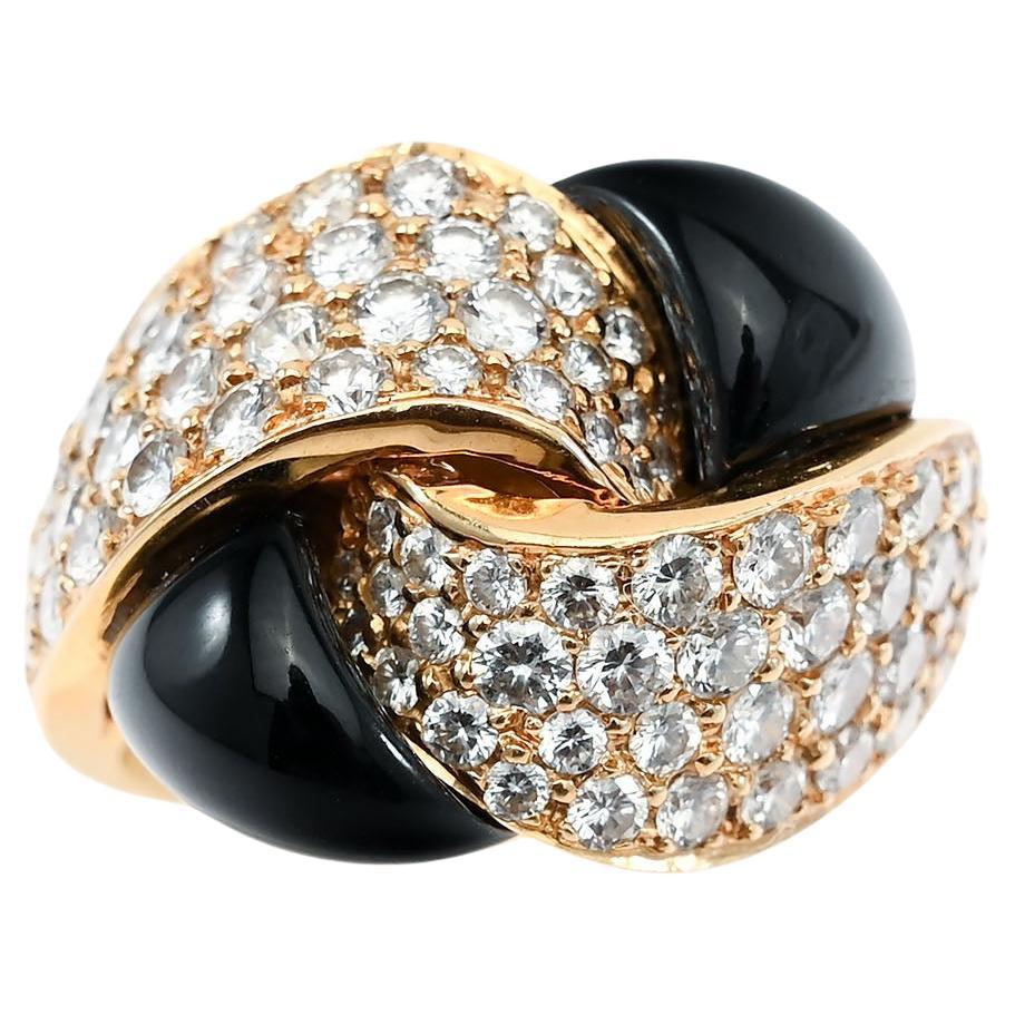 Black, Starr and Frost Onyx and Diamond Ring For Sale