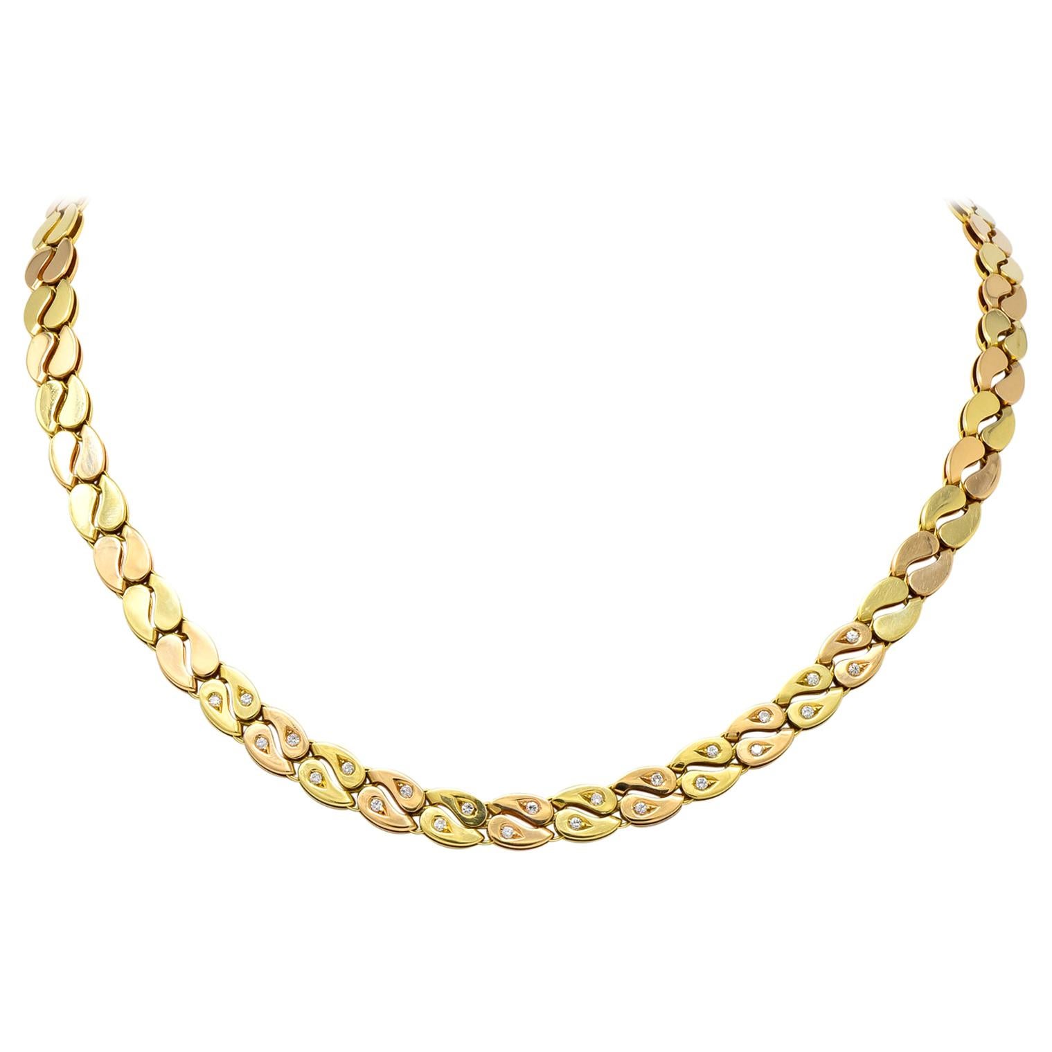 Black Starr and Frost Retro 18 Karat Two-Tone Gold Collar Link Necklace