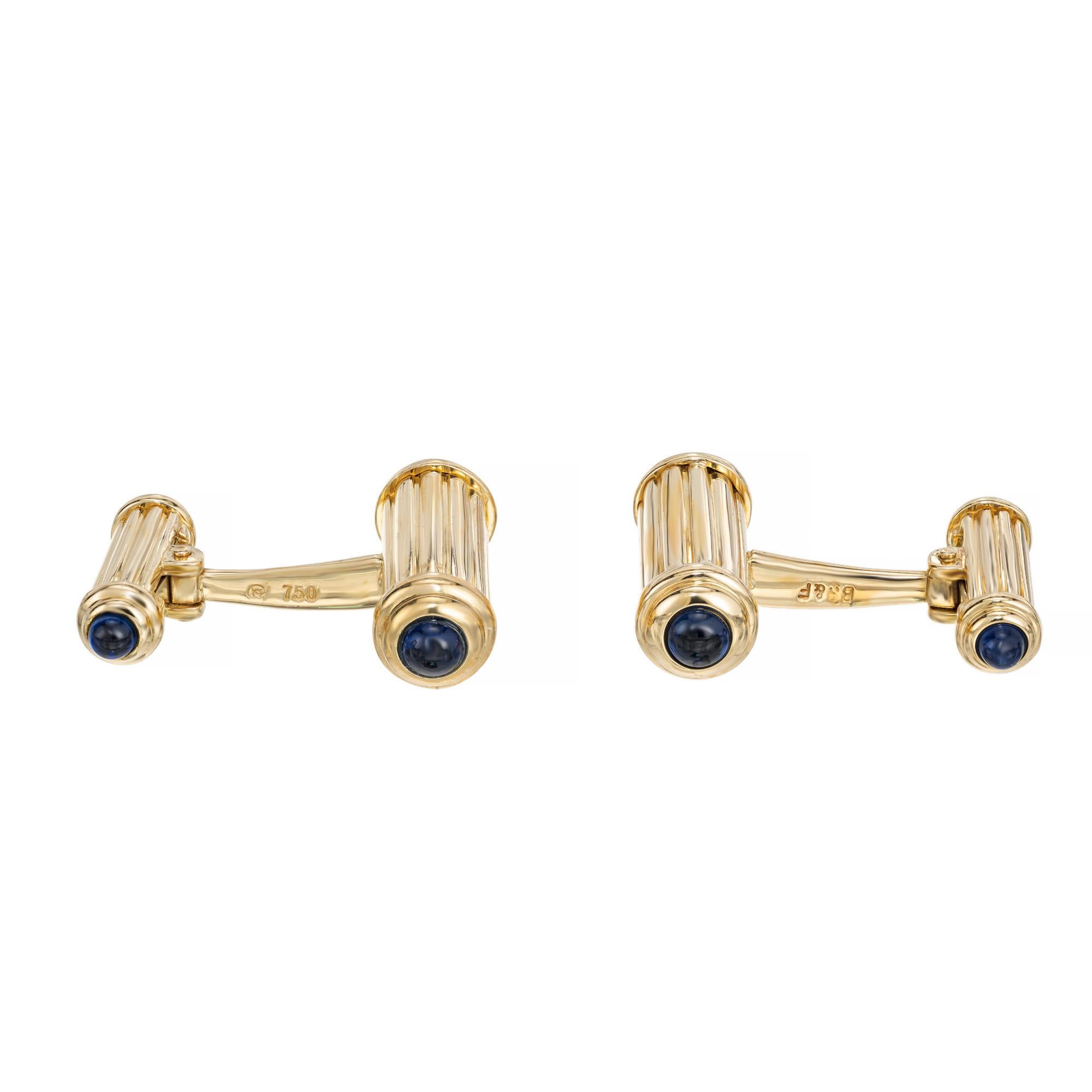 Cabochon Black Starr and Frost Sapphire Yellow Gold Men's Cufflinks For Sale