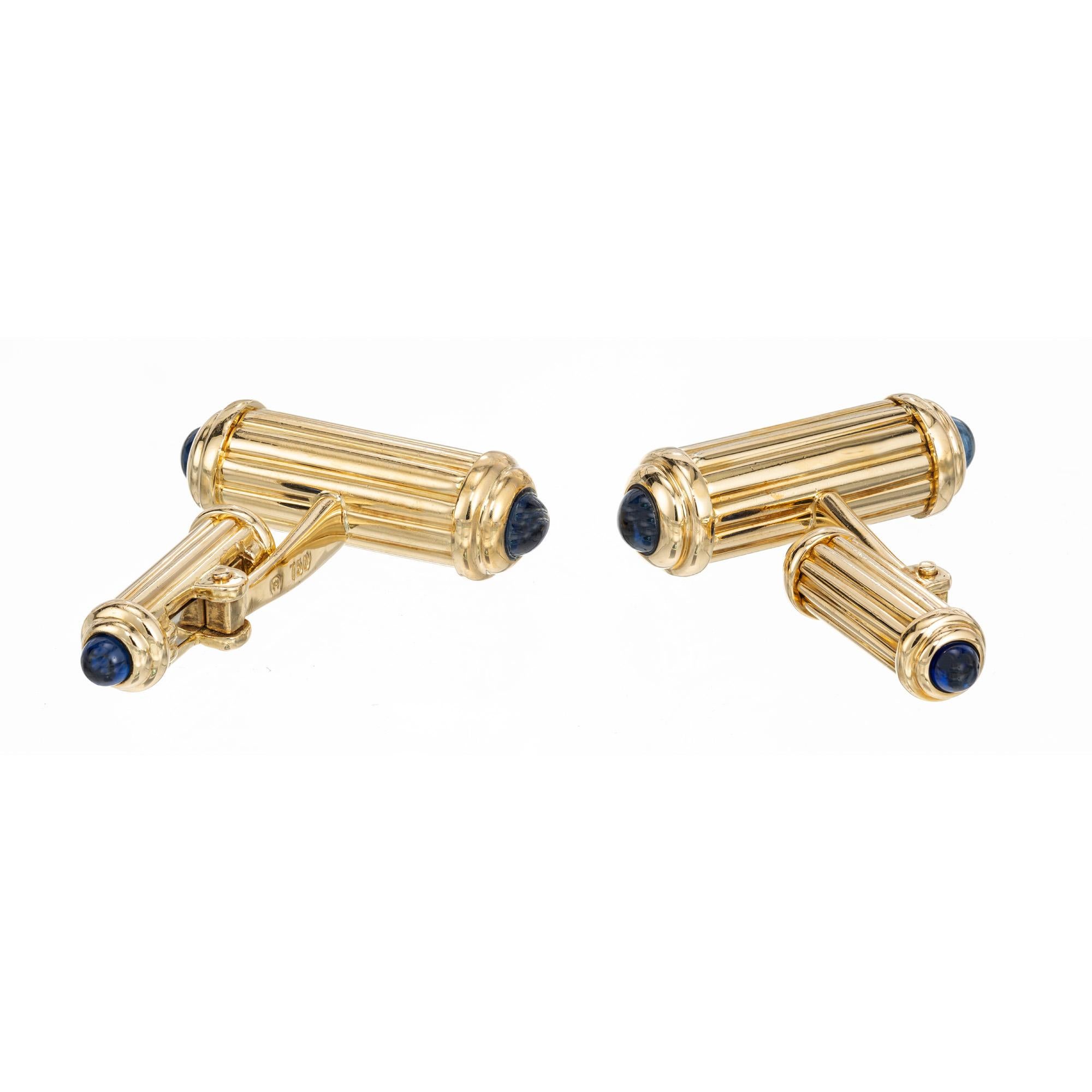 Black Starr and Frost Sapphire Yellow Gold Men's Cufflinks For Sale 1