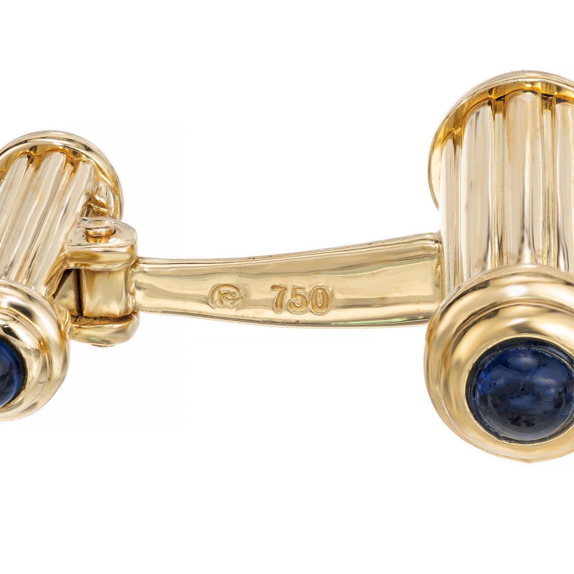Black Starr and Frost Sapphire Yellow Gold Men's Cufflinks For Sale 2