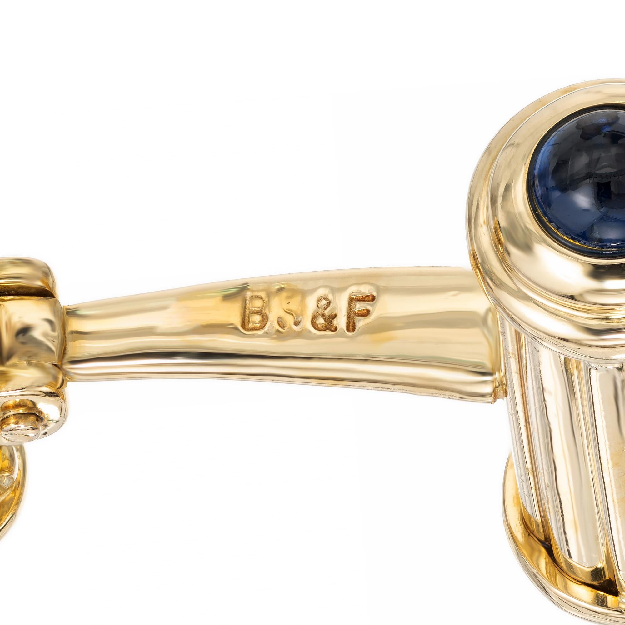 Black Starr and Frost Sapphire Yellow Gold Men's Cufflinks For Sale 3