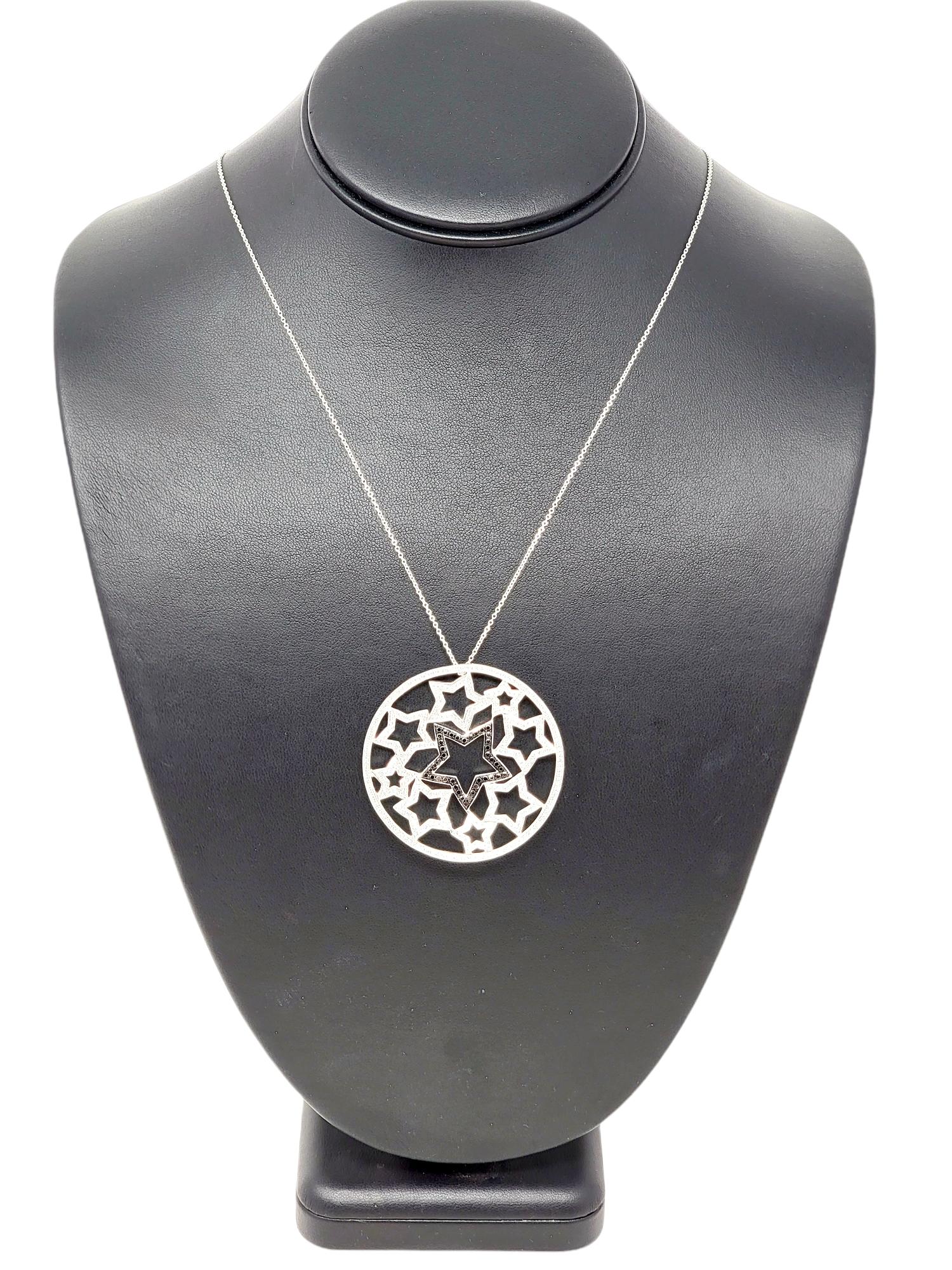 Black Starr and Frost White and Black Diamond Star Medallion Pendant Necklace  For Sale 1