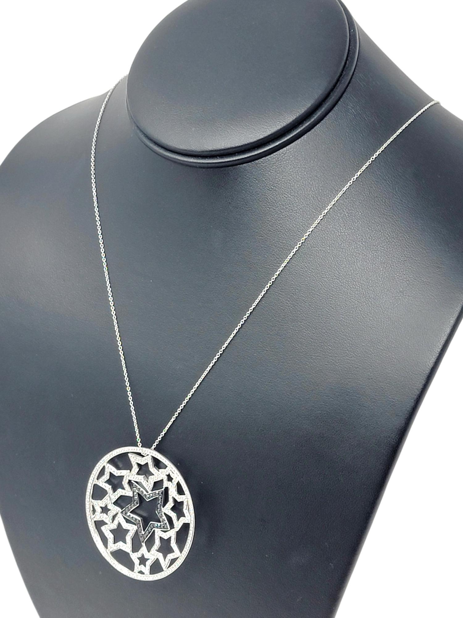 Black Starr and Frost White and Black Diamond Star Medallion Pendant Necklace For Sale 2