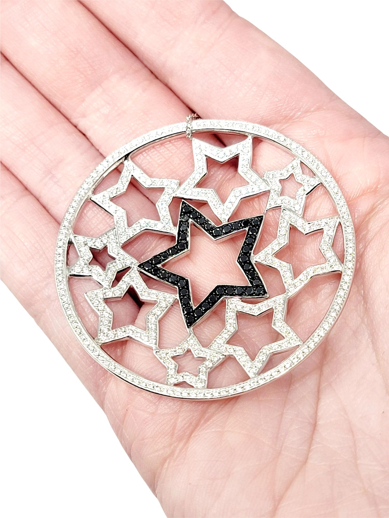 Black Starr and Frost White and Black Diamond Star Medallion Pendant Necklace  For Sale 3