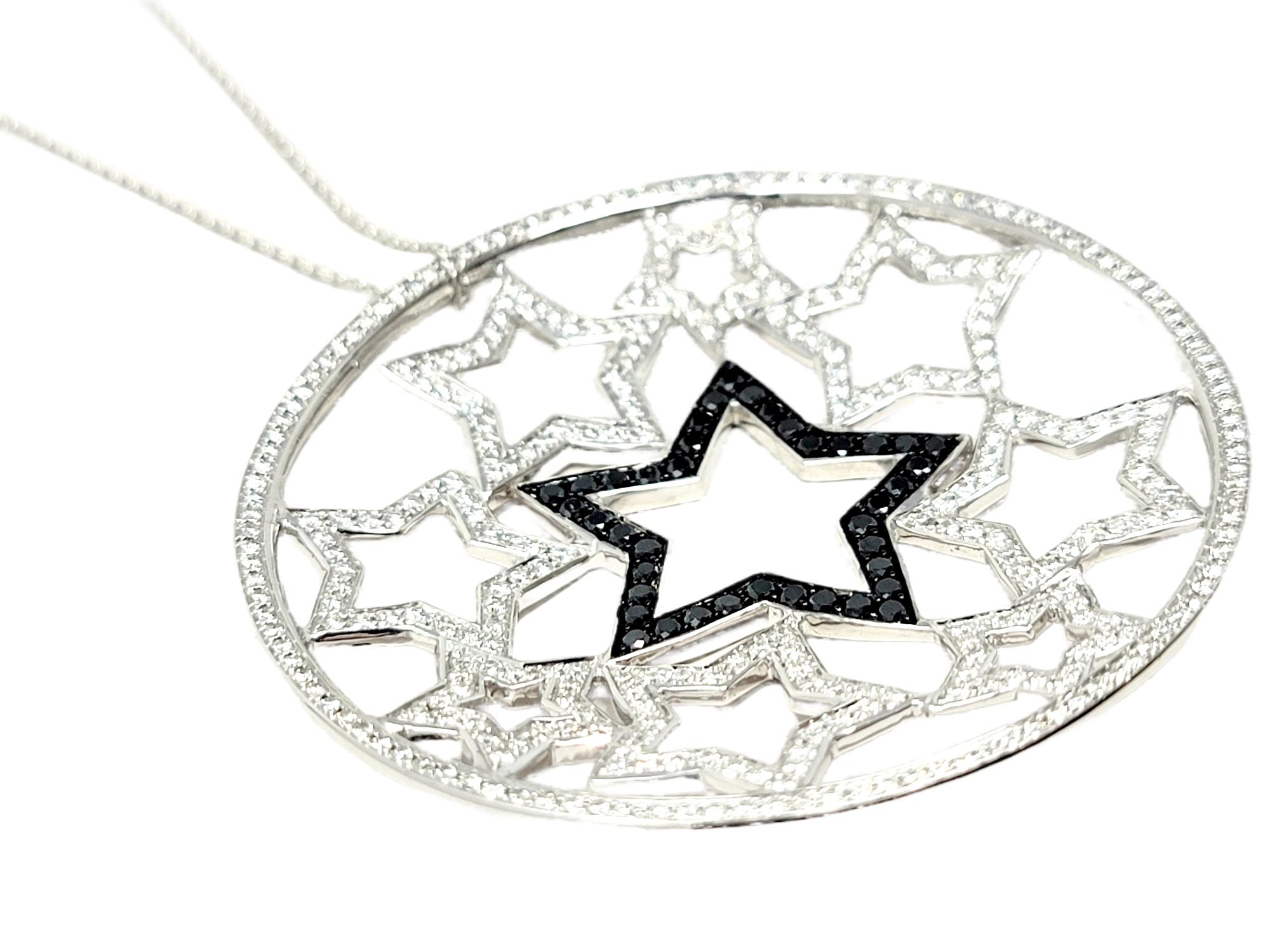 This stunning large medallion pendant with a unique star design will become an instant signature piece. It features a circular pendant approximately 1 7/8