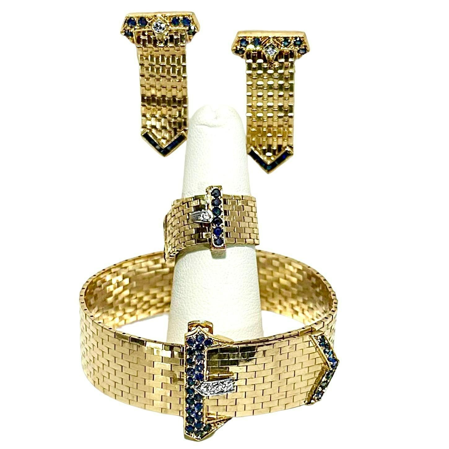 Black Starr und Gorham Retro-Schnallenarmband mit Saphiren und Diamant-Akzenten 6
