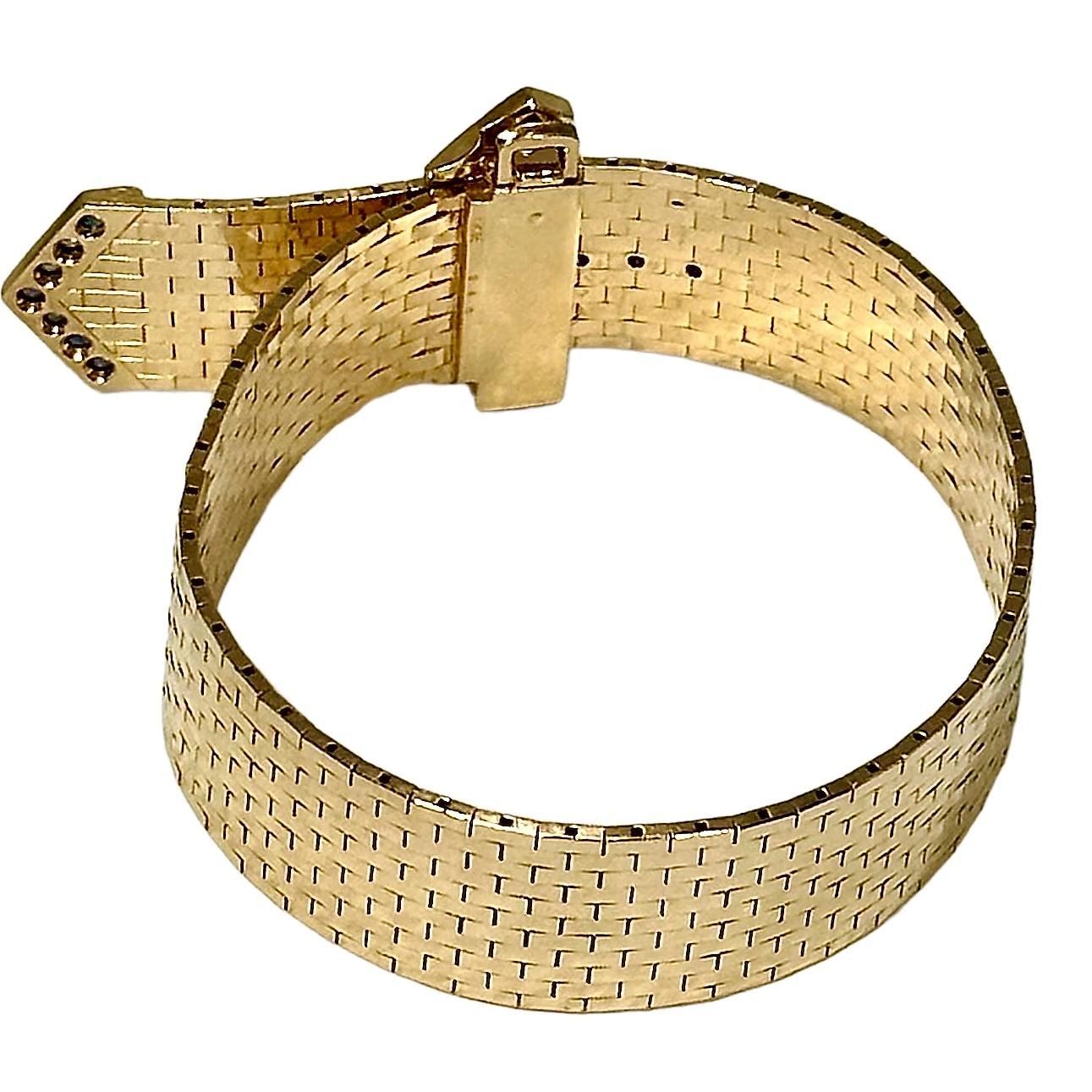 Black Starr und Gorham Retro-Schnallenarmband mit Saphiren und Diamant-Akzenten im Zustand „Gut“ in Palm Beach, FL